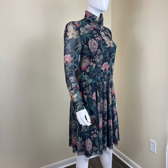 Rebecca Taylor La Vie Women's Size L Faded Garden Mesh Foral Mini Pullover Dress - Picture 12 of 15